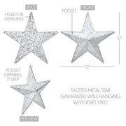 Faceted Metal Star Galvanized Wall Hanging w/ Pocket 12x12