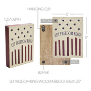 Let Freedom Ring Wooden Block 8x6x1.25