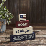 Home Of The Free Wooden Block Stack 8x8x1.25