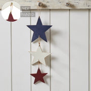 RWB Triple Hanging Stars Ornament 13.75x6