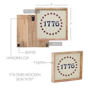 1776 Stars Wooden Sign 7x7