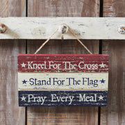 Kneel Stand Pray Wooden Sign 5.25x9x0.75