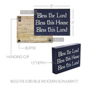 Bless The Lord Blue Wooden Sign 6x8x1.5