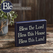 Bless The Lord Blue Wooden Sign 6x8x1.5