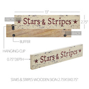 Stars & Stripes Wooden Sign 2.75x13