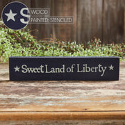 Sweet Land Of Liberty Blue Wooden Sign 2.75x13