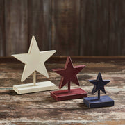 RWB Hanging Wooden Stars w/ Display Base Set of 3