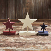 RWB Hanging Wooden Stars w/ Display Base Set of 3