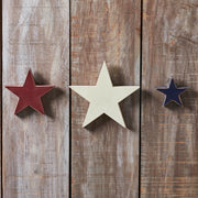 RWB Hanging Wooden Stars w/ Display Base Set of 3