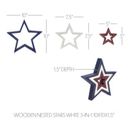 Wooden Nested Stars RWB 3-in-1 10x10x1.5