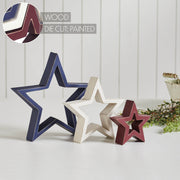 Wooden Nested Stars RWB 3-in-1 10x10x1.5