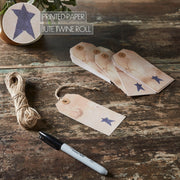 Primitive Star Tea Stained Paper Tag Navy 4.75x2.25 w/ Twine Set of 50