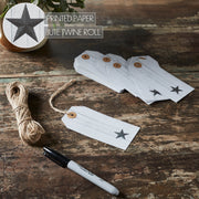 Faceted Barn Star Barnwood Paper Tag Charcoal 4.75x2.25 w/ Twine Set of 50