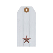 Faceted Barn Star Barnwood Paper Tag Barn Red 4.75x2.25 w/ Twine Set of 50