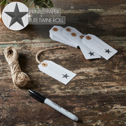 Faceted Barn Star Barnwood Paper Tag Charcoal 3.75x1.75 w/ Twine Set of 50