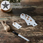 Faceted Barn Star Barnwood Paper Tag Charcoal 2.75x1.5 w/ Twine Set of 50