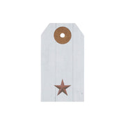 Faceted Barn Star Barnwood Paper Tag Barn Red 2.75x1.5 w/ Twine Set of 50