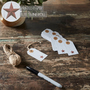 Faceted Barn Star Barnwood Paper Tag Barn Red 2.75x1.5 w/ Twine Set of 50