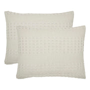 Waffle Weave Natural Standard Sham Set, 20x26 - Farmhouse Boho Decorative Pillow Covers (2-Pack)
