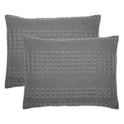 Waffle Weave Dark Gray Standard Shams (Set of 2, 20x26) - Farmhouse Boho Decorative Pillow Covers for Bedroom Decor