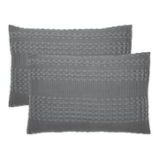 Dark Gray Waffle Weave Queen Sham Set (2-Pack) 20x30 - Farmhouse Boho Decorative Pillow Covers