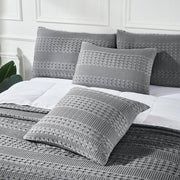 Waffle Weave Dark Gray Pillow Cover Set (2-Pack) 24x24 - Decorative Throw Pillow Covers for Farmhouse Boho Bedroom & Living Room Decor