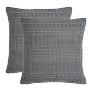 Waffle Weave Dark Gray Pillow Cover Set (2-Pack) 24x24 - Decorative Throw Pillow Covers for Farmhouse Boho Bedroom & Living Room Decor