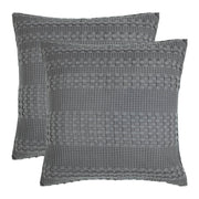Dark Gray Waffle Weave Euro Shams (Set of 2, 26x26) - Farmhouse Boho Decorative Pillow Covers for Bedroom Decor