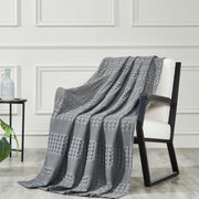 Waffle Weave Dark Gray Throw 50x60 - Cotton Blanket for Boho Farmhouse Bedroom & Living Room Decor, Couch, Sofa, Bed