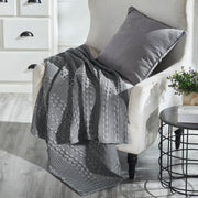 Waffle Weave Dark Gray Throw 50x60 - Cotton Blanket for Boho Farmhouse Bedroom & Living Room Decor, Couch, Sofa, Bed