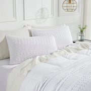 Waffle Weave White Standard Sham Set, 20x26 - Farmhouse Boho Decorative Pillow Covers (2-Pack)