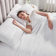 Waffle Weave White King Shams (Set of 2) - 20x36 Boho Farmhouse Decorative Pillow Covers for Bedroom Decor