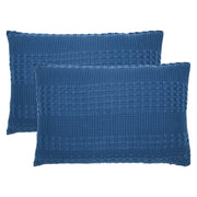 Waffle Weave Navy Blue Queen Sham Set, 20x30 - Farmhouse Boho Decorative Pillow Covers (2-Pack)
