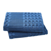 Waffle Weave Navy Blue Queen Sham Set, 20x30 - Farmhouse Boho Decorative Pillow Covers (2-Pack)