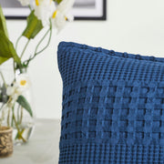 Waffle Weave Navy Euro Shams (Set of 2, 26x26) - Farmhouse Boho Decorative Pillow Covers