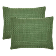 Waffle Weave Olive Green Standard Shams (Set of 2) 20x26 - Farmhouse & Boho Decorative Pillow Covers for Bedroom Decor