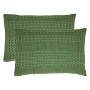 Waffle Weave Olive Green Queen Shams (Set of 2), 20x30 - Farmhouse Boho Decorative Pillow Covers