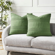 Waffle Weave Olive Green Euro Sham Set (2-Pack) 26x26 - Farmhouse Boho Decorative Pillow Covers