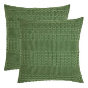 Waffle Weave Olive Green Euro Sham Set (2-Pack) 26x26 - Farmhouse Boho Decorative Pillow Covers