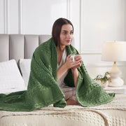 Waffle Weave Olive Green Throw Blanket 50x60 - Boho Farmhouse Cotton Decor for Bed, Couch & Sofa