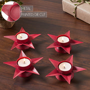 Tealight Holder Star Barn Red Set of 4 1.5x5x5