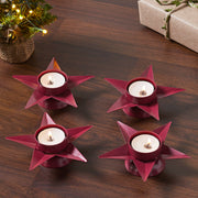 Tealight Holder Star Burgundy Set of 4 1.5x5x5