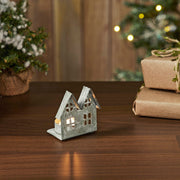 Tealight Holder Metal Village House E Antique Grey 2.75x2.75x2