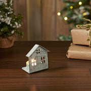 Tealight Holder Metal Village House G Antique Grey 3.25x2.75x2