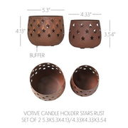 Starbright Rusted Metal Candle Holder Set of 2 - 3.54/4.13 inch