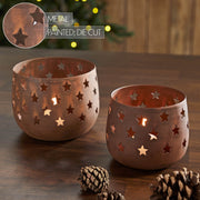 Starbright Rusted Metal Candle Holder Set of 2 - 3.54/4.13 inch
