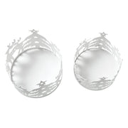 Winter Reindeer White Metal Candle Holder Set of 2 - 4.12/4.8 inch