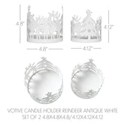 Winter Reindeer White Metal Candle Holder Set of 2 - 4.12/4.8 inch