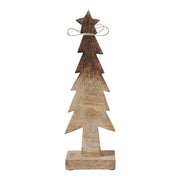 Christmas Tree Wooden Two Toned Brown Natural Figurine 11.75x3.75x2.75