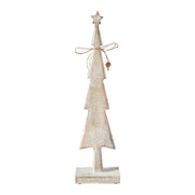 Star Top Christmas Tree Narrow White Wooden Figurine 16x4x2.5